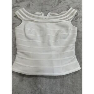 CACHE Camisole/Corset Top Women's Size 10 White Full Zipper Back Striped EUC